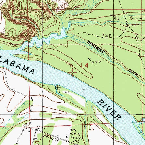 Topographic Map of Mary Taylor Bar, AL