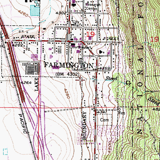 Topographic Map of Steed Creek, UT