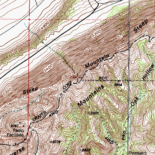 Topographic Map of Steep Mountain, UT