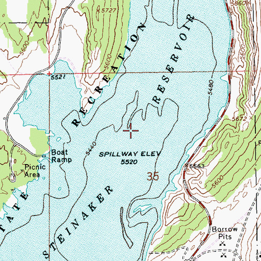Topographic Map of Steinaker State Park, UT