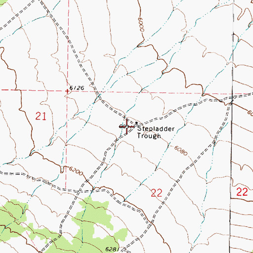 Topographic Map of Stepladder Trough, UT