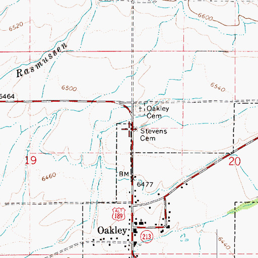 Topographic Map of Stevens Cemetery, UT