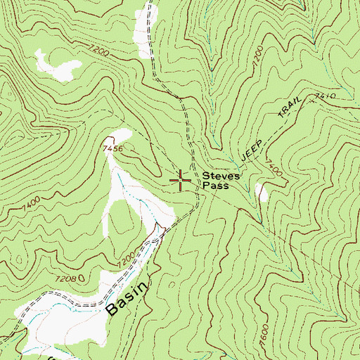 Topographic Map of Steves Pass, UT