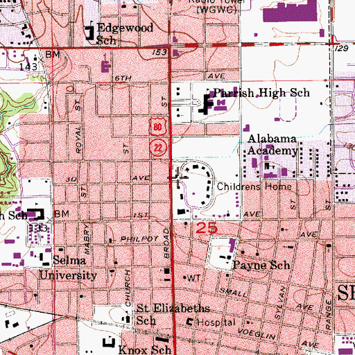 Topographic Map of Methodist Memorial Church, AL
