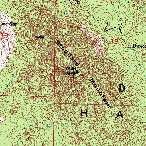 Topographic Map of Stoddard Mountain, UT