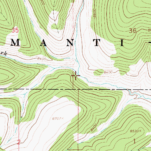 Topographic Map of Straight Fork, UT