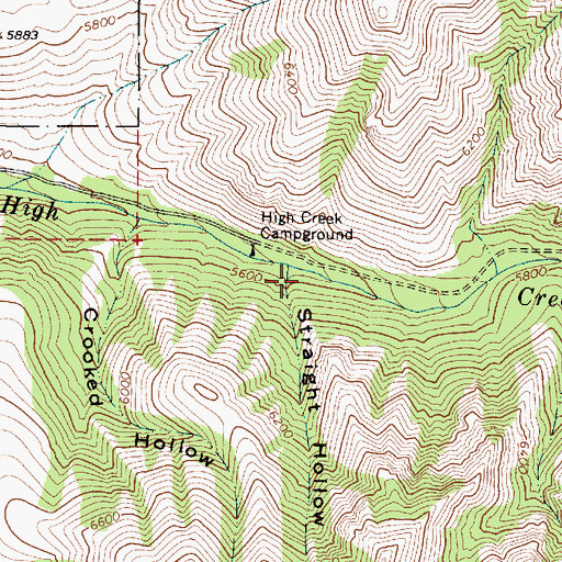Topographic Map of Straight Hollow, UT