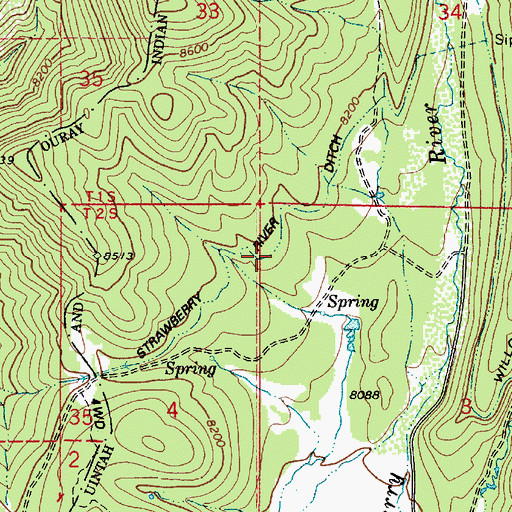Topographic Map of Strawberry Ditch, UT