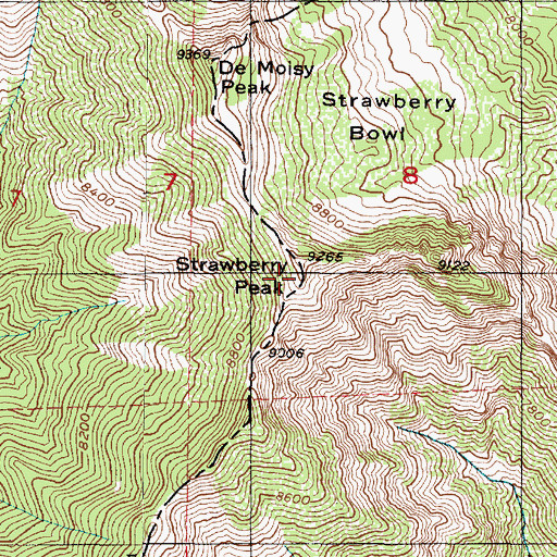 Topographic Map of Strawberry Peak, UT