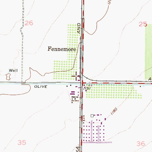 Topographic Map of Fennemore Railroad Station, AZ