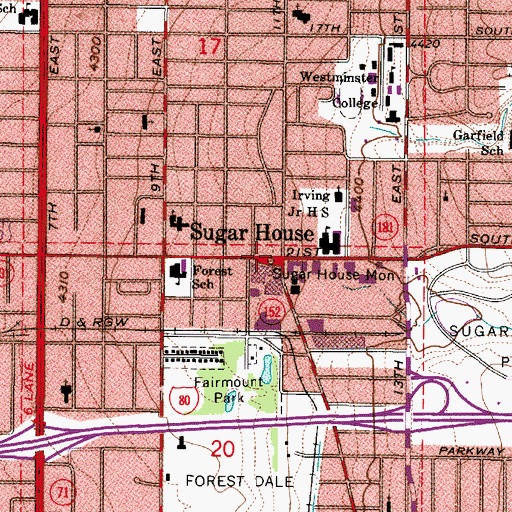 Topographic Map of Sugar House Monument, UT