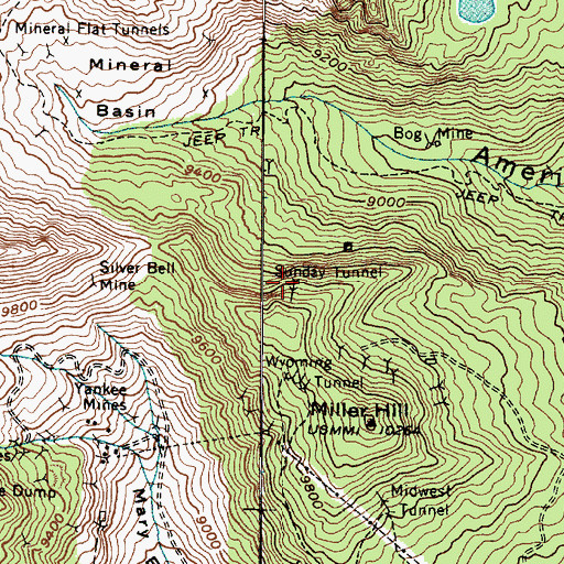 Topographic Map of Sunday Tunnel, UT