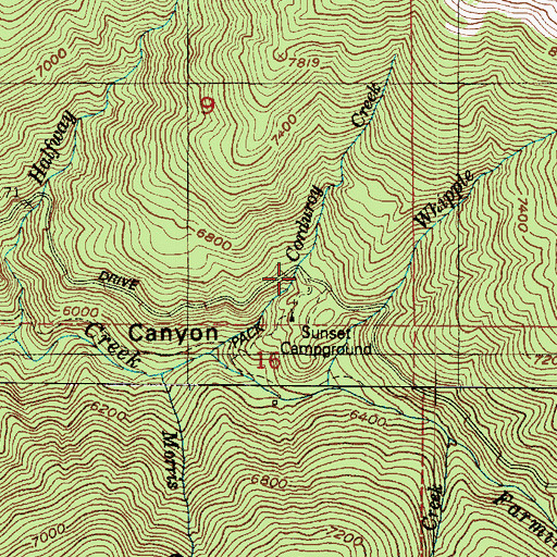 Topographic Map of Sunset Campground, UT