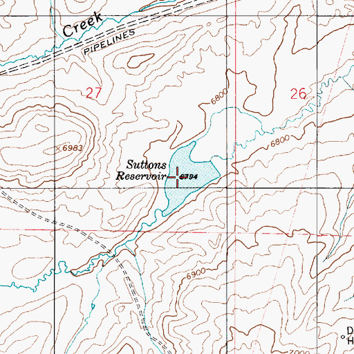 Topographic Map of Suttons Reservoir, UT