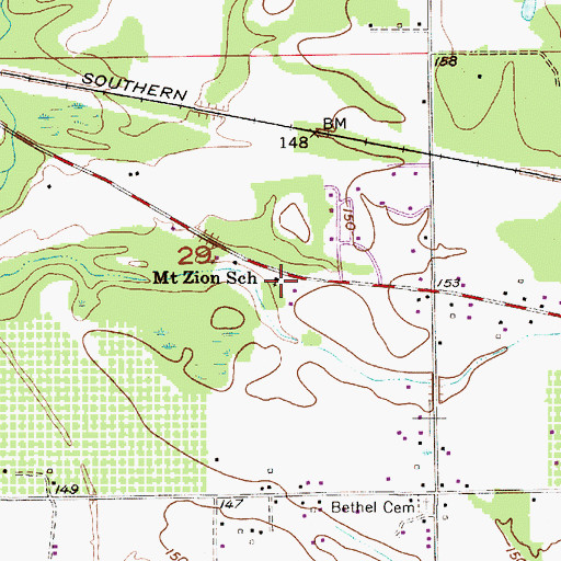 Topographic Map of Mount Zion Baptist Church, AL