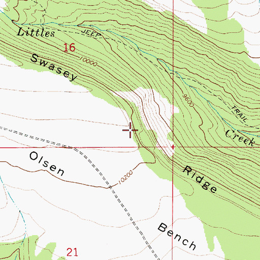 Topographic Map of Swasey Ridge, UT