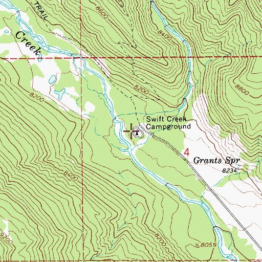 Topographic Map of Swift Creek Campground, UT