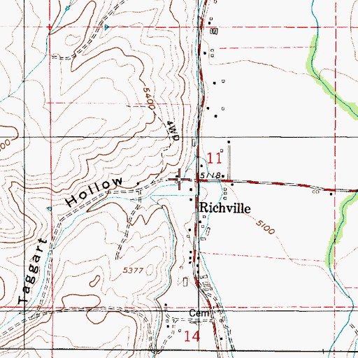 Topographic Map of Taggart Hollow, UT