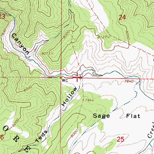 Topographic Map of Teds Hollow, UT