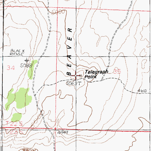Topographic Map of Telegraph Point, UT