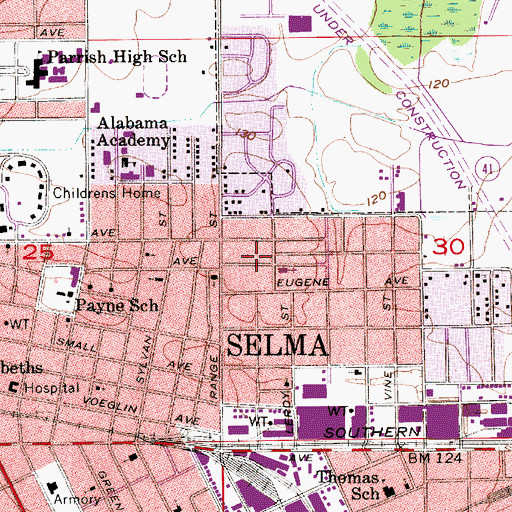 Topographic Map of North Baptist Church (historical), AL