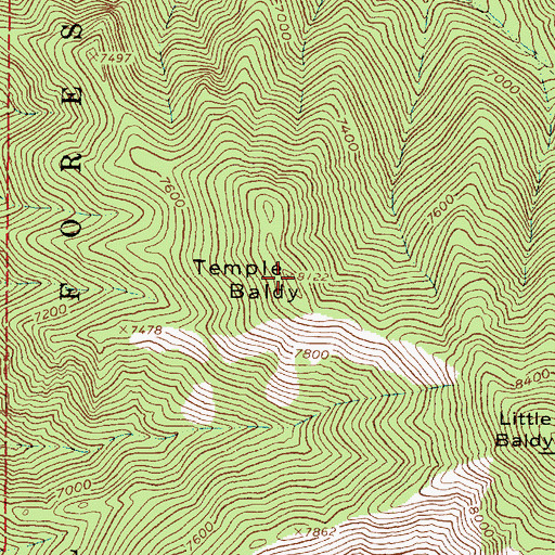 Topographic Map of Temple Baldy, UT