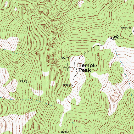 Topographic Map of Temple Peak, UT