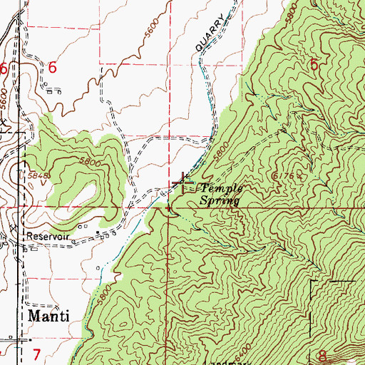 Topographic Map of Temple Spring, UT