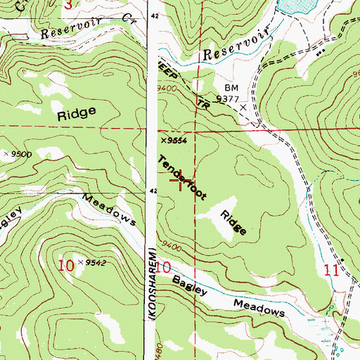 Topographic Map of Tenderfoot Ridge, UT