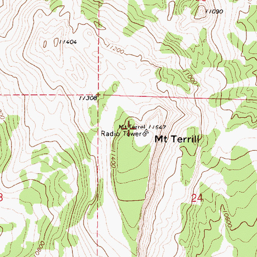 Topographic Map of Mount Terrill, UT