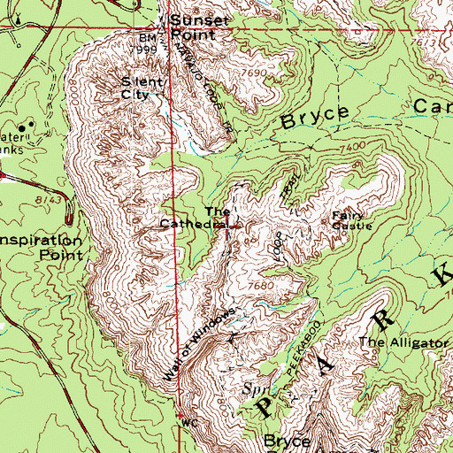 Topographic Map of The Cathedral, UT