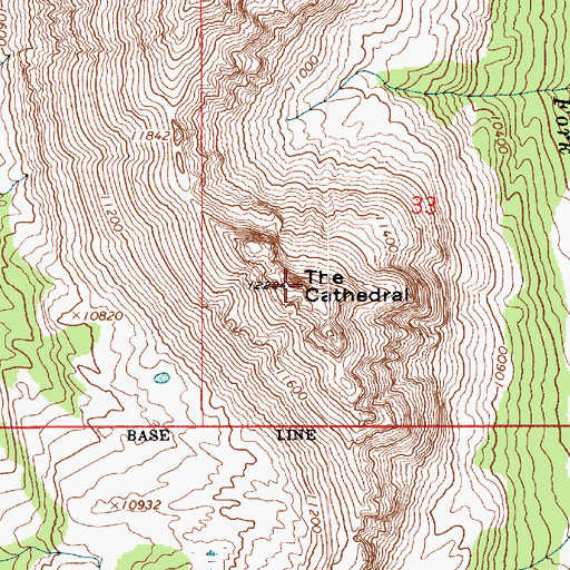 Topographic Map of The Cathedral, UT