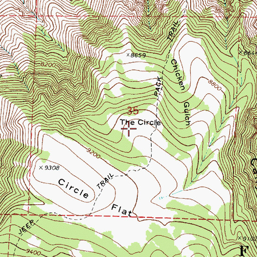 Topographic Map of The Circle, UT