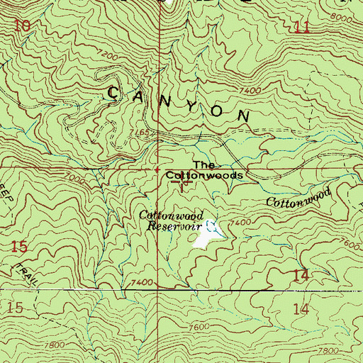 Topographic Map of The Cottonwoods, UT