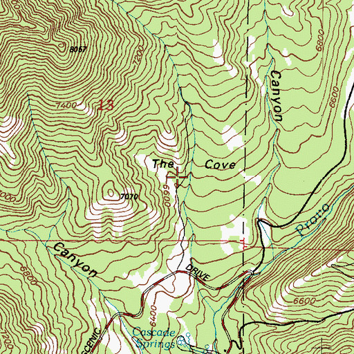 Topographic Map of The Cove, UT