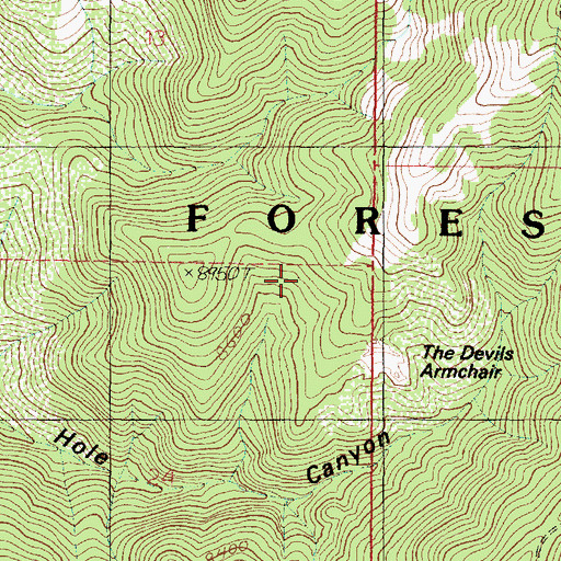 Topographic Map of The Devils Armchair, UT