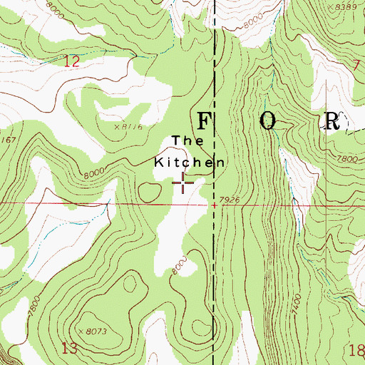 Topographic Map of The Kitchen, UT