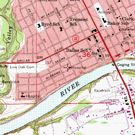 Topographic Map of Presbyterian High School (historical), AL