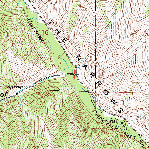 Topographic Map of The Narrows, UT