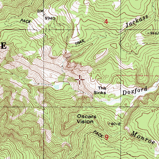 Topographic Map of The Sinks, UT