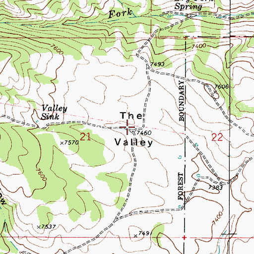 Topographic Map of The Valley, UT