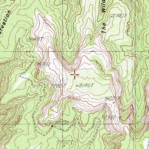 Topographic Map of The Wilderness, UT