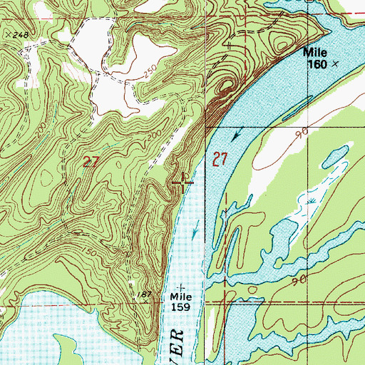 Topographic Map of Red Bluff, AL