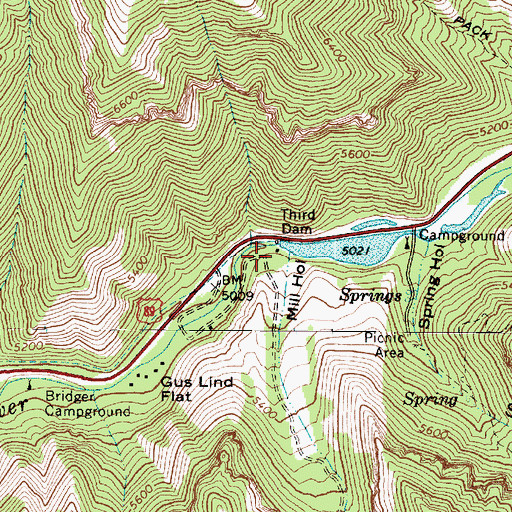 Topographic Map of Third Dam, UT