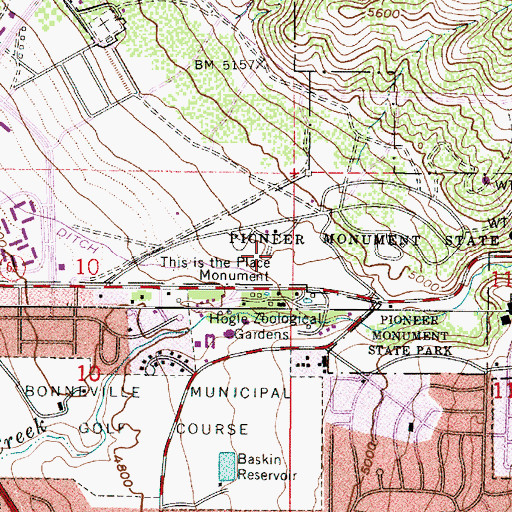 Topographic Map of This is the Place Monument, UT