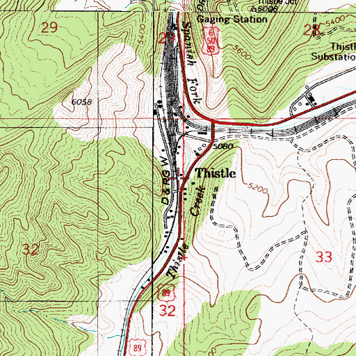 Topographic Map of Thistle, UT