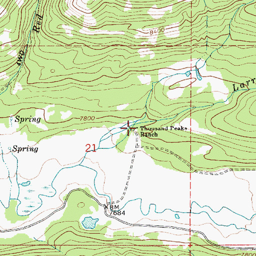 Topographic Map of Thousand Peaks Ranch, UT