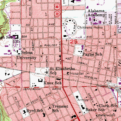 Topographic Map of Saint Elizabeth Catholic Church, AL