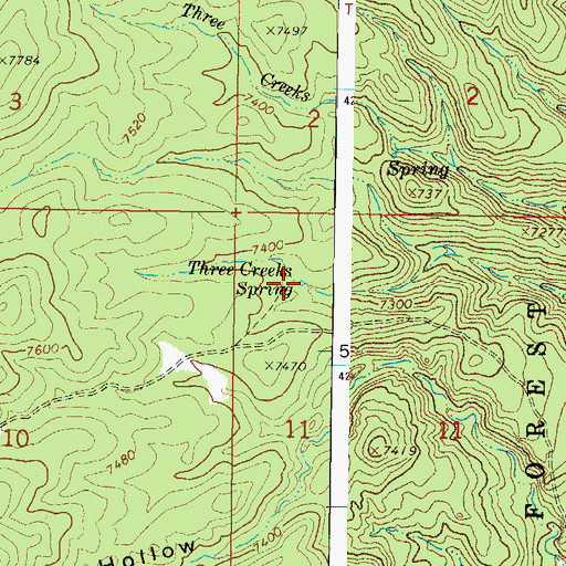 Topographic Map of Three Creeks Spring, UT