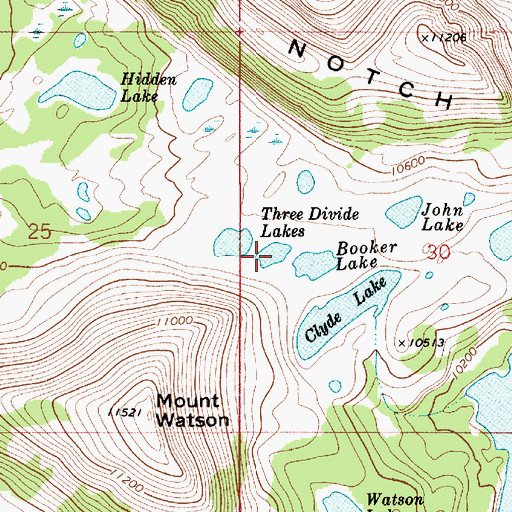 Topographic Map of Three Divide Lakes, UT